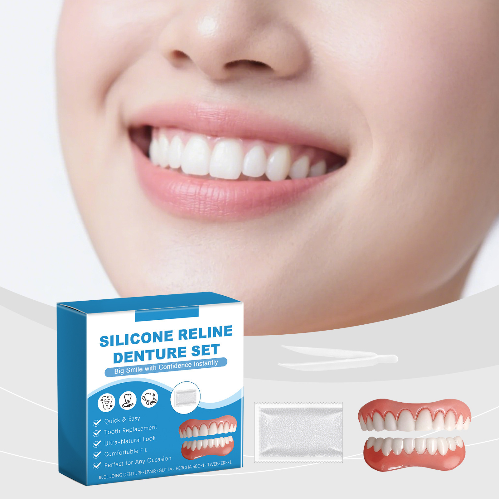 Denture Full Set Over Gums Kit - Full Cover Adhesive recensione e prezzo