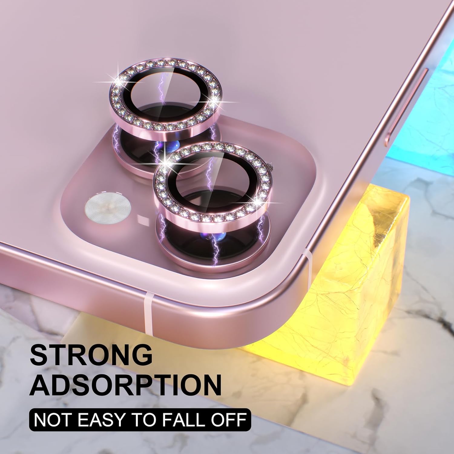 1PC Pink Glitter Diamond Camer - Tempered Glass Screen 9H recensione e prezzo